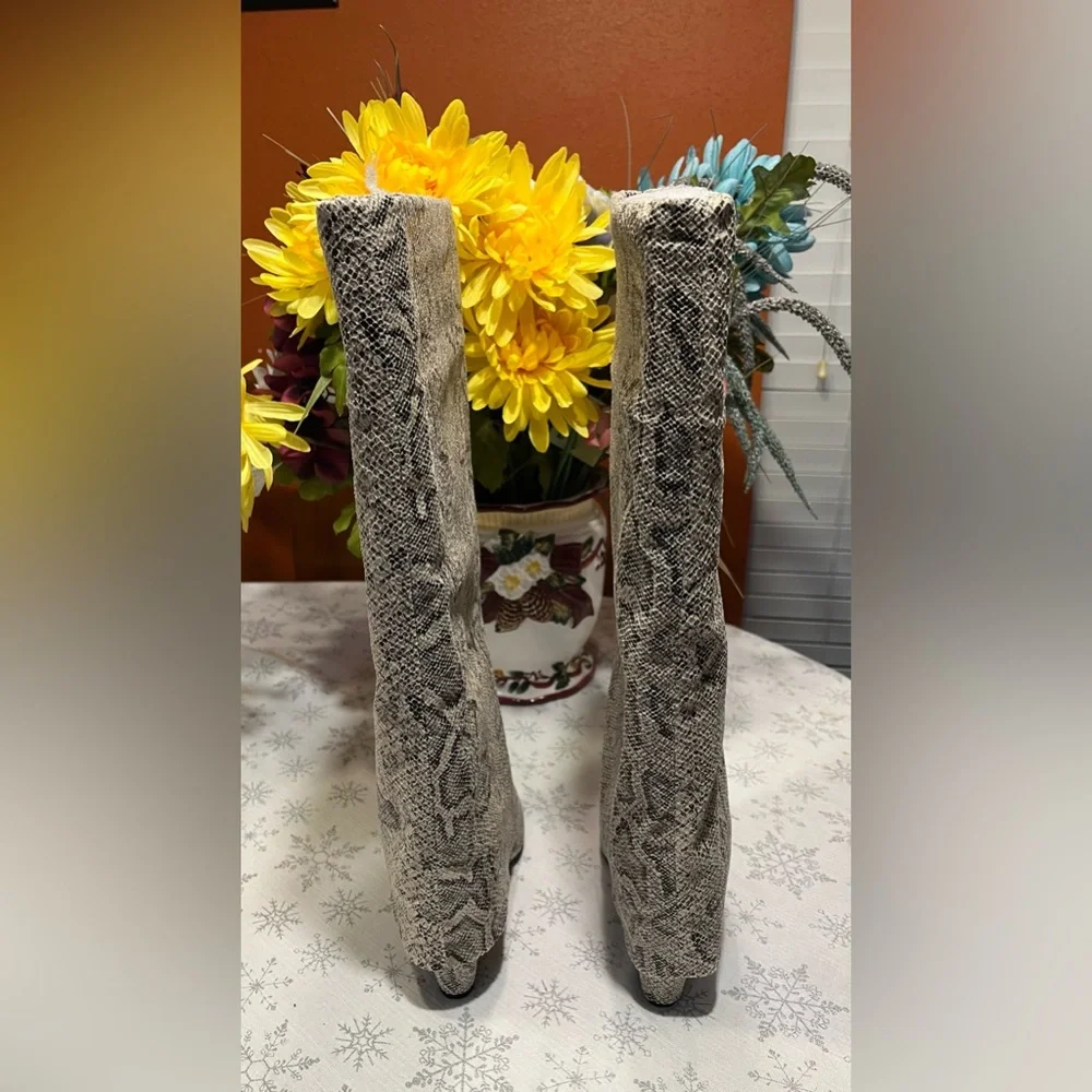 New Madden Girl Evander Foldover Boot - Beige and Black Snake Print